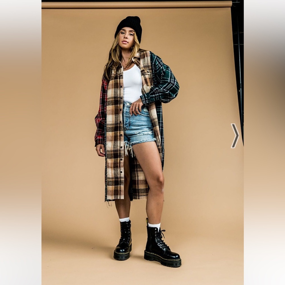 Multicolor Plaid flannel Longline